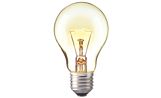 glowing yellow light bulb