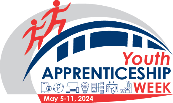 Image with Youth Apprenticeship Week May 5-11, 2024 in text
