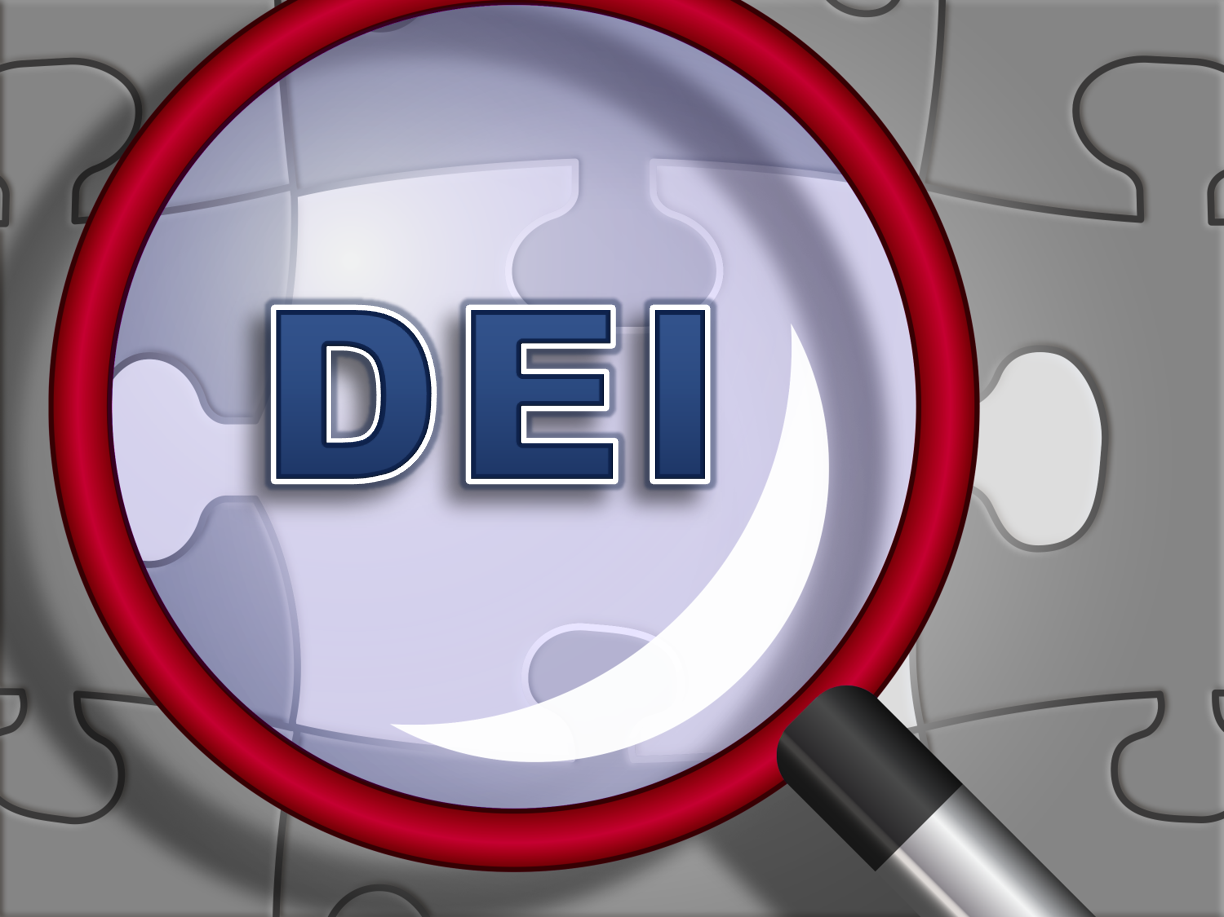 Magnifying Glass with DEI in text