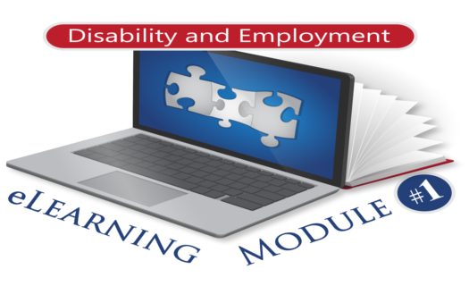 Laptop with puzzle pieces on the monitor with eLearning Modules #1