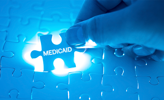 puzzle piece titled Medicaid being placed into larger puzzle