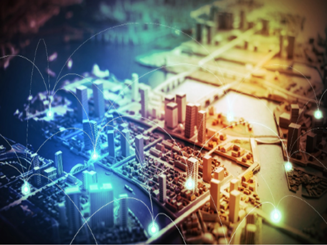 computer motherboard in vintage blue and orange hues