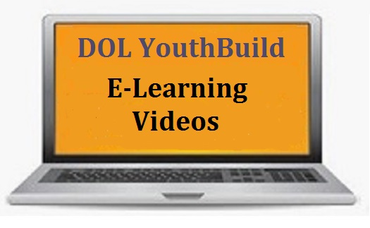 Laptop with print: DOL YouthBuild E-Learning Videos