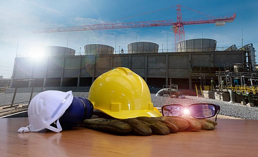 Picture of construction safety equipment including hardhat