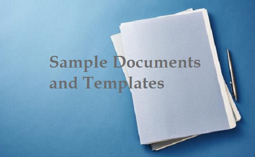 Stack of notebooks with text reading "Sample Documents and Templates"