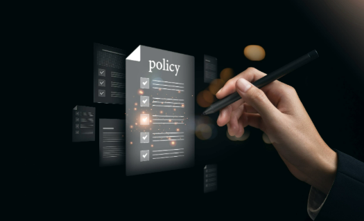 Concept image of a policy document and a hand checking off items on the document.