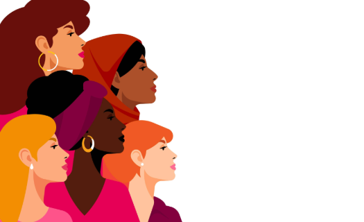 Illustration of five women in profile