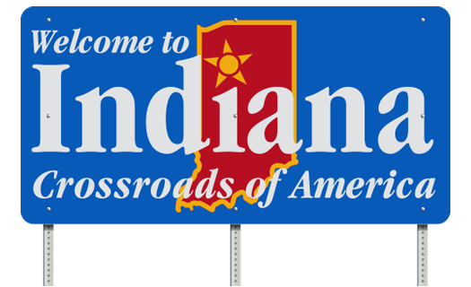 welcome indiana road sign