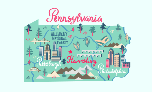illustrated-map-pennsylvania-usa-travel-attractions
