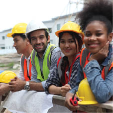 engineering team or worker team they are working at construction site 