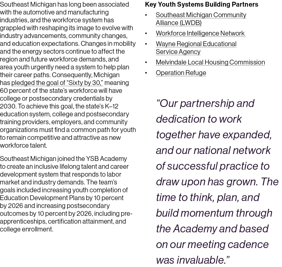 Southeast Michigan has long been associated with the automotive and manufacturing industries, and the workforce syste...