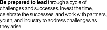 Be prepared to lead through a cycle of challenges and successes. Invest the time, celebrate the successes, and work w...