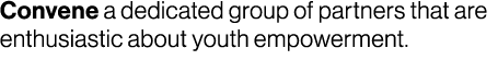 Convene a dedicated group of partners that are enthusiastic about youth empowerment.