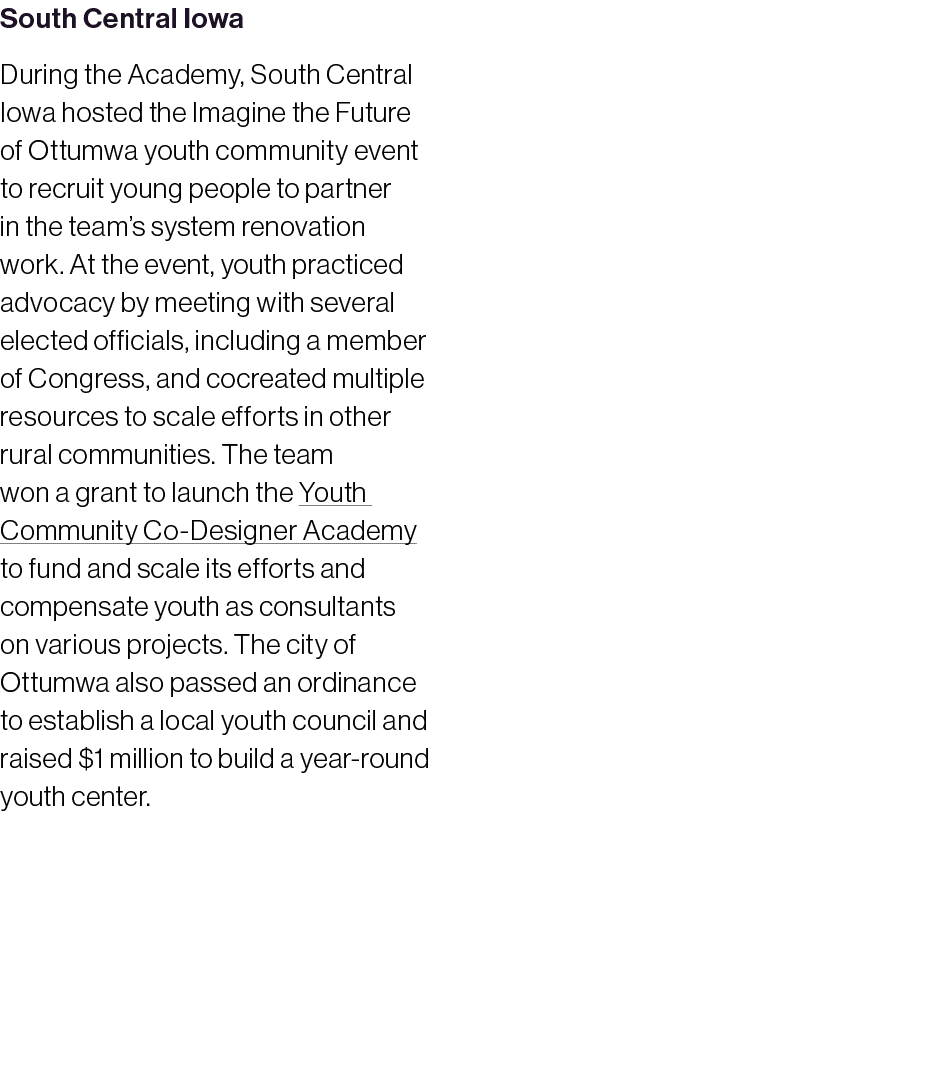 South Central Iowa During the Academy, South Central Iowa hosted the Imagine the Future of Ottumwa youth community ev...